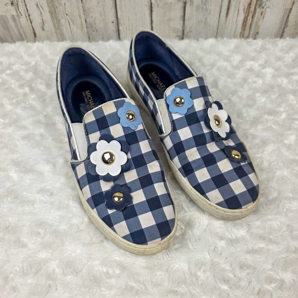 MICHAEL Michael Kors Keaton Floral Gingham Slip-On Sneakers Size 9